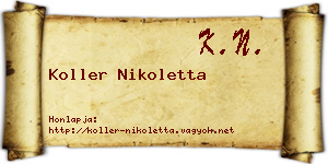 Koller Nikoletta névjegykártya